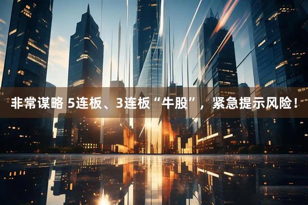 非常谋略 5连板、3连板“牛股”，紧急提示风险！