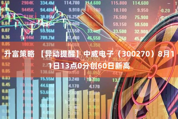 升富策略 【异动提醒】中威电子（300270）8月11日13点0分创60日新高