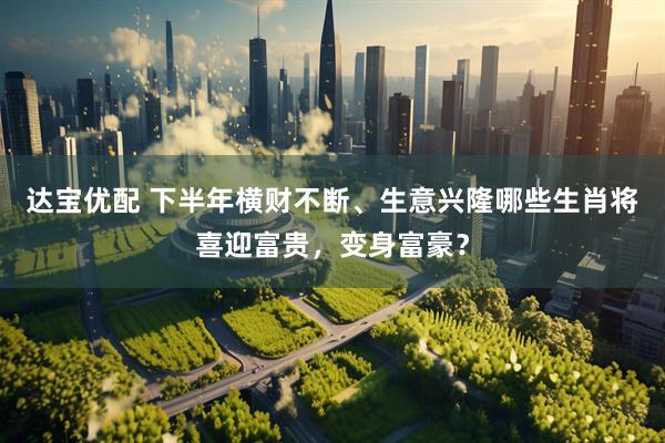 达宝优配 下半年横财不断、生意兴隆哪些生肖将喜迎富贵，变身富豪？