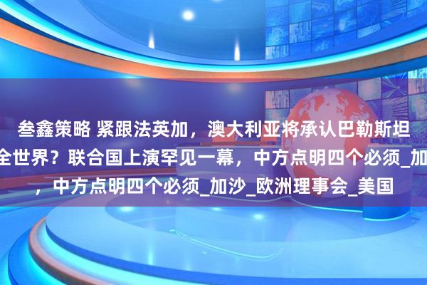 叁鑫策略 紧跟法英加，澳大利亚将承认巴勒斯坦国，美以要“硬刚”全世界？联合国上演罕见一幕，中方点明四个必须_加沙_欧洲理事会_美国