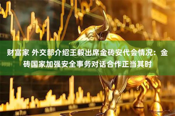 财富家 外交部介绍王毅出席金砖安代会情况：金砖国家加强安全事务对话合作正当其时